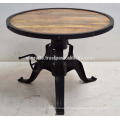 New Black Crank mesa de café com rodada de madeira com moldura de metal